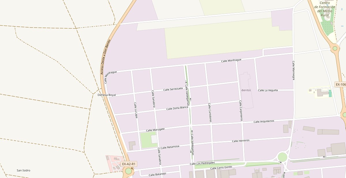 Mapa de la zona: Calle Serrezuela 32, Polígono Industrial San Isidro, Don Benito (Badajoz)